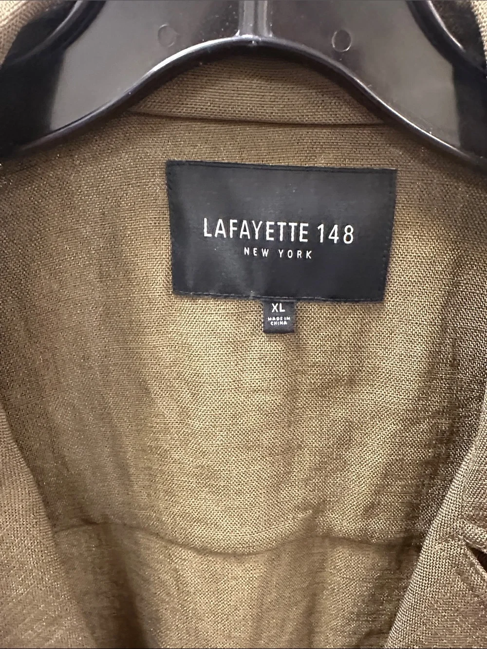 Lafayette 148 New York Olive Open-Front Linen-Blend Blazer